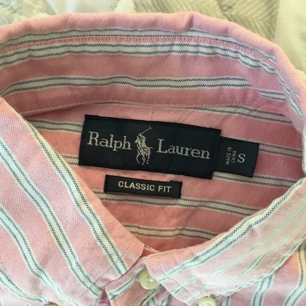 Ralph Lauren Pink and White Striped Button Down Shirt - Picture 5 of 5